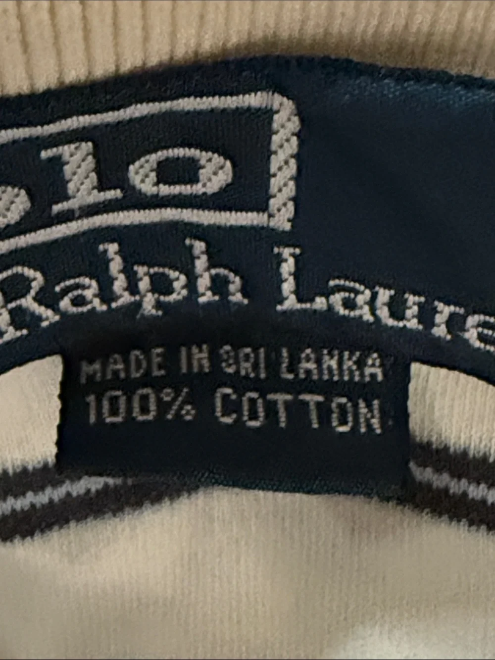 Ralph Lauren Vintage Men’s Cotton White Polo with Navy Stripes size L